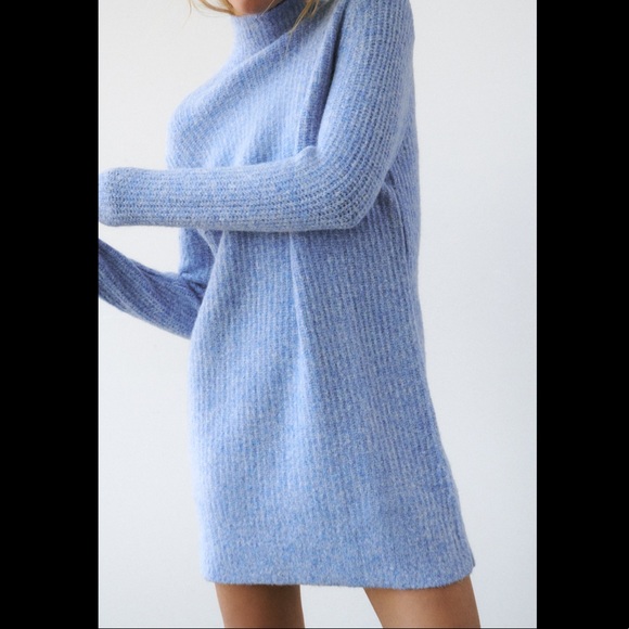 ZARA WOMAN NWT LIGHT BLUE KNIT HIGH NECK DRESS SIZE S 9874/002 - Picture 4 of 9
